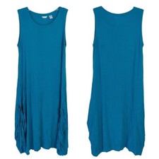 Kaktus Aqua dress S Sleeveless summer creped rayon Bohemian comfortable casual