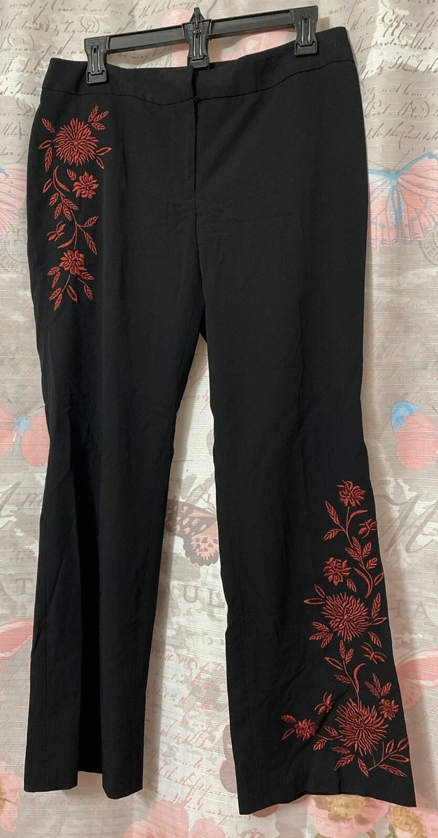 APOSTROPHE Women's Petite Sz 10 Embroidered Black Bootcut Dress Pants | eBay