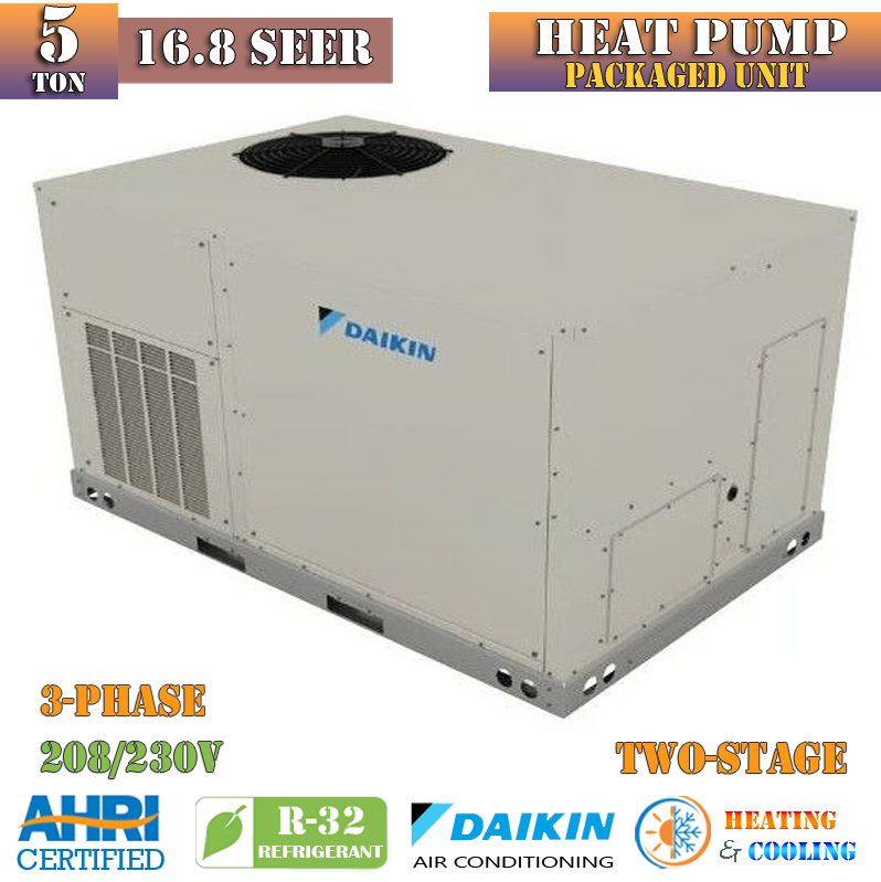 Daikin 5 Ton 16.8 SEER R32 Central AC Heat Pump Package Unit