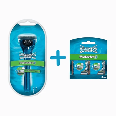 Wilkinson Sword Protector 3 Rasierer + 9er, 17er Rasierklingen OVP I Männer