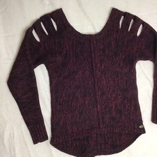 Guess Los Angeles Women's Peek-a-Boo Shoulder Sweater XS Red Black Logo