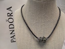 PANDORA Black Leather Choker Necklace 