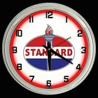 16" Standard Oil Gas Vintage Logo Sign Red Neon Clock Man Cave Garage
