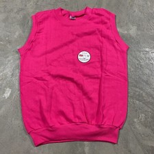 80s VTG nos HEALTHKNIT Sweatshirt M Sleeveless Hot Pink Muscle Gym USA Made