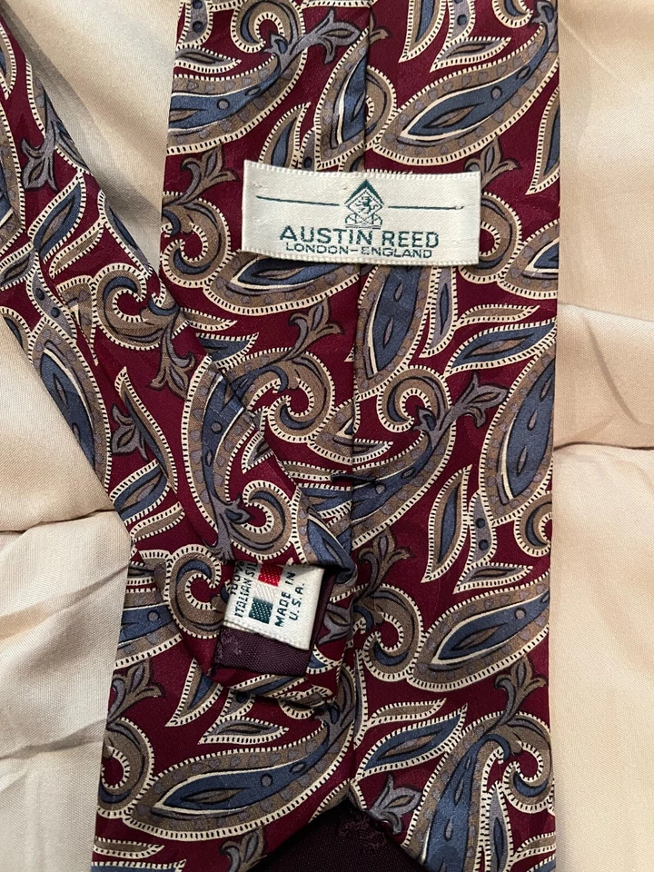 Austin Reed London Eng. 领带男式意大利丝绸领带佩斯利设计 L56 x W4 — 第 4/4 张图片