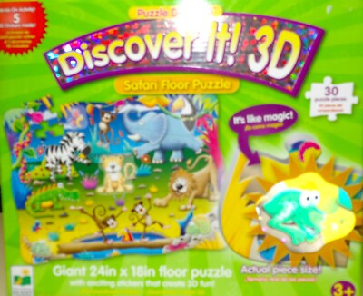 Discover it 3D Puzzle Safari, NEW! 24x18 Age 3 up Big PCS, Color your own back