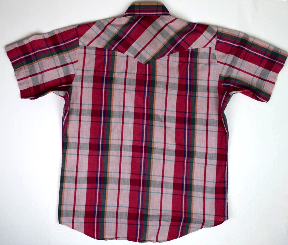 Vintage Plaid Western Shirt Rock Creak Ranch Size L 80s Pearl Snap Cobain Grunge - Image 3 of 4