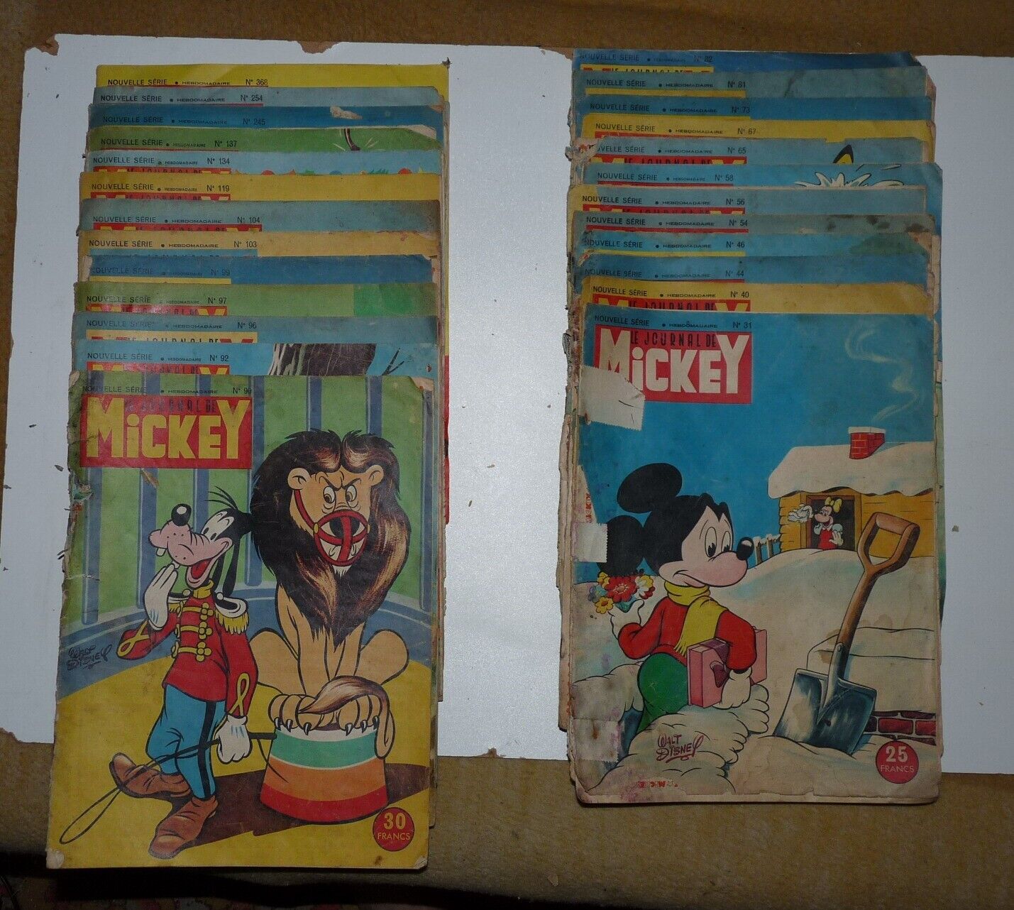 France 1950's Le Journal de Mickey Lot of 49 Comics from Poor to VG Condition