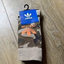 Adidas Kids Camo/Stripe Crew Socks 2 Pair Size KXXL 13K - 1 1/2 Hemp/Black NEW