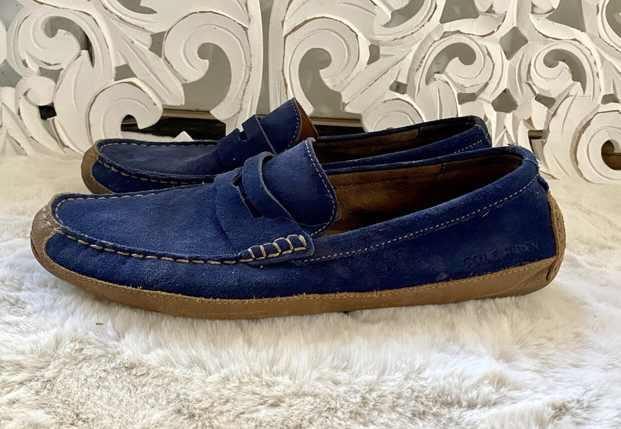 Blue Suede Driving Loafers Shoes 