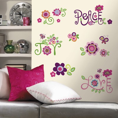 RoomMates - Love Joy Peace - Wandtattoo Wandsticker Wandaufkleber Wandbilder