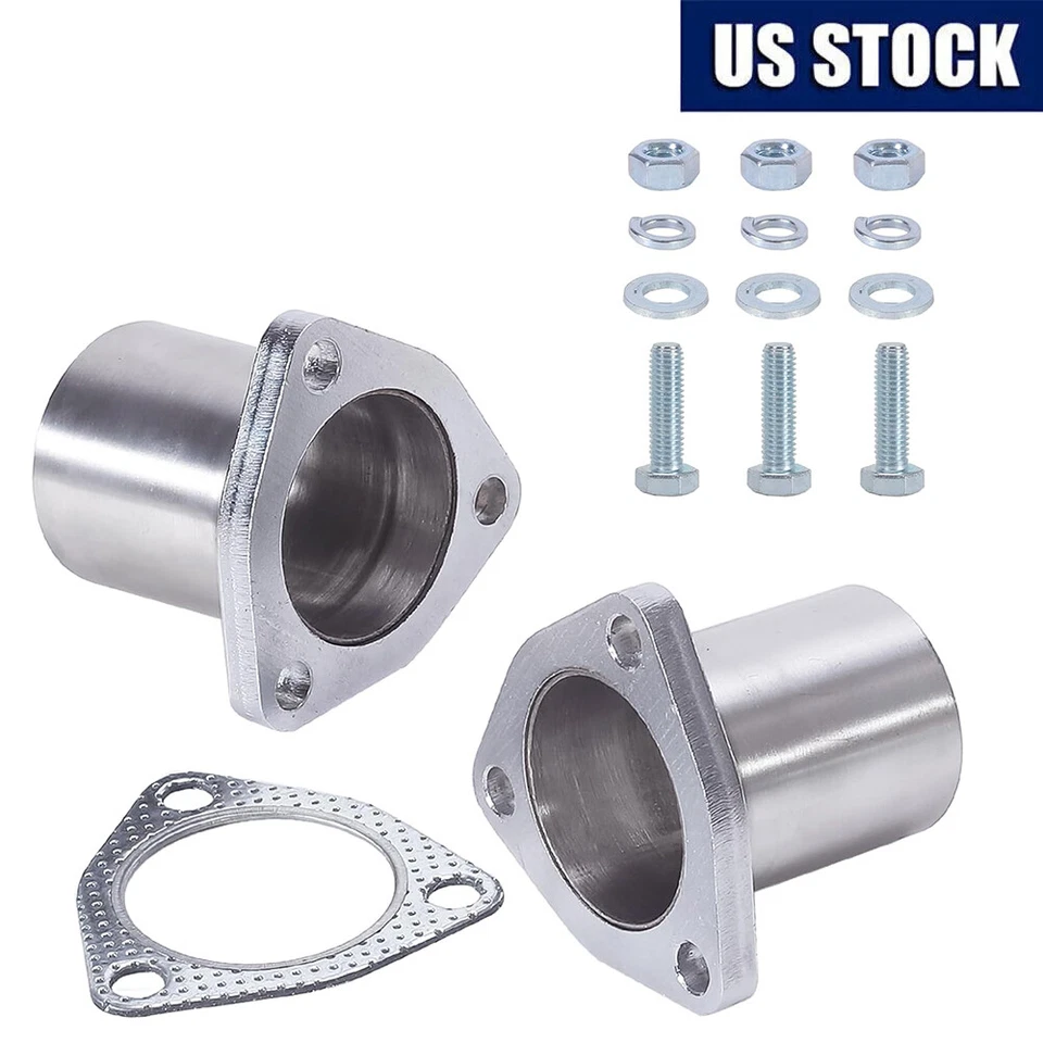 2.5" OD 3 Bolt Universal QuickFix Exhaust Triangle Flange Repair Pipe Kit SS Foto 2 de 4