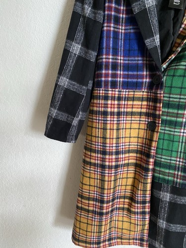New Current Mood Dolls Kill My Own Beat Plaid Patchwork Wool Blend Y2K Jacket XS - Picture 13 of 15