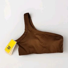 All in Motion Brushed Sculpt Asymmetrical Sports Bra sz S Brown Lined Cups NEW 