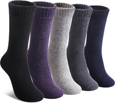 Wool Socks for Women Winter Warm Hiking Thick Warm Cozy Boot Crew Gift Socks 5 P