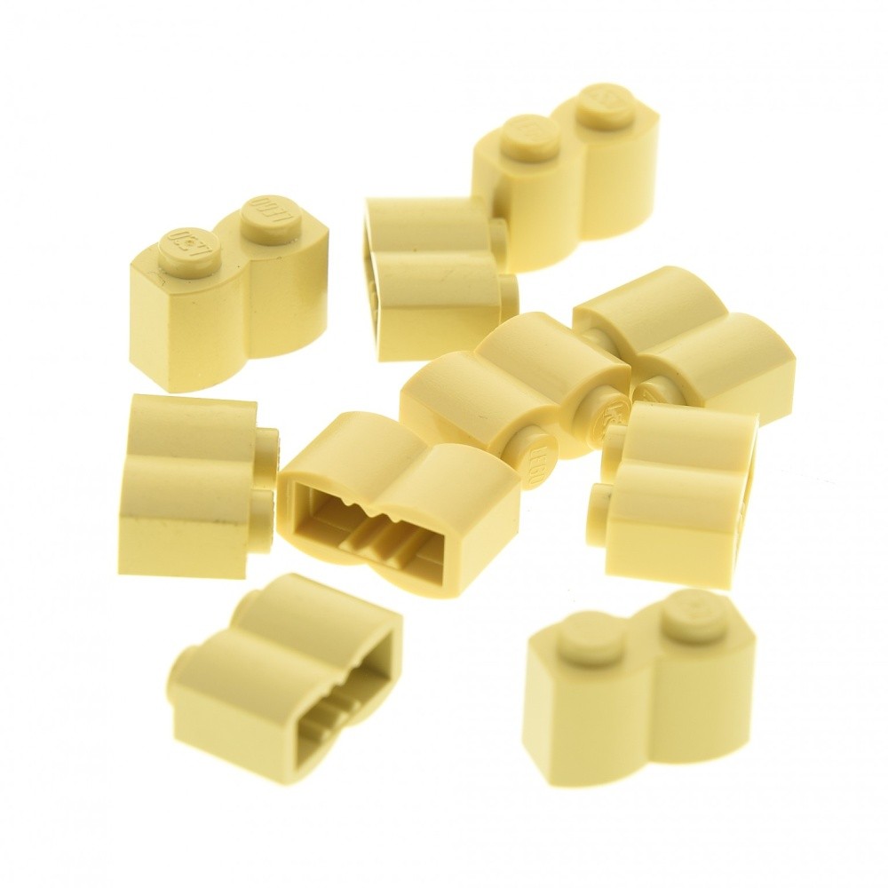 10x Lego Building Brick Modified 1x2x1 Beige Palisade Wood Block Profile 30136