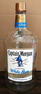 Captain Morgan White Rum - Large Empty Glass Bottle - 1.75 Litter