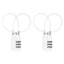 2 Pcs 3 Digit Luggage Cable Combination Lock with 12" Long Cable, White