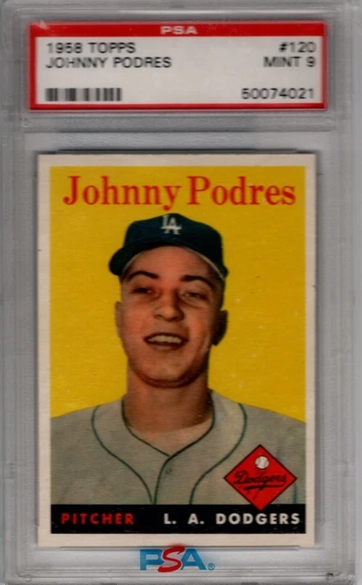 1958 Topps #120 Johnny Podres - PSA 9