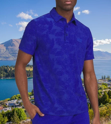 Dogg Supply by Snoop Men’s SIZE M Jacquard Terry Short Sleeve Polo Shirt ROYAL - Picture 3 of 14