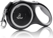 PetVest 26 FT Retractable Dog Leashs Strong Nylon Tape No Tangle, 110lb Black 