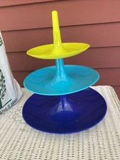 Vintage 3 Tier Multicolored Stand, Koziol BABELL Retro Stacking Serving Dish