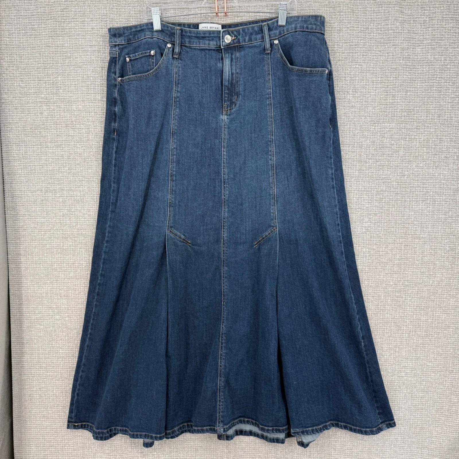 Lane Bryant Denim Maxi Skirt Womens 18 Stretch Boho Country Classic Blue Jean