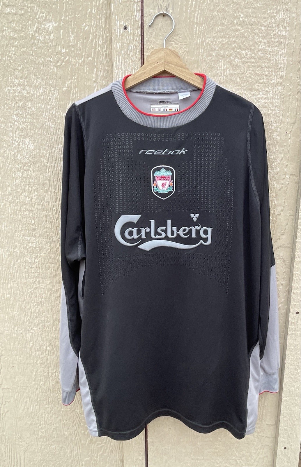 Vintage 2002/03 Official Reebok Liverpool FC Carlsberg Black Jersey Size XXL