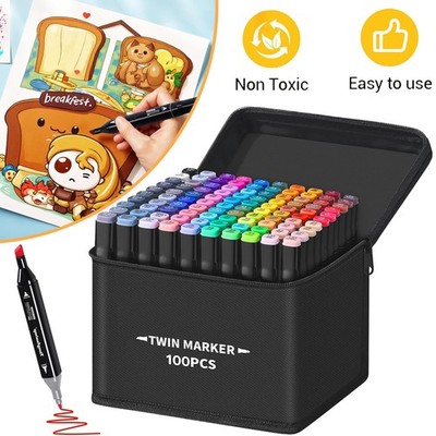 100 Farben Marker Stifte Farbstifte Malstifte Doppelseitig Marker Grafikstifte