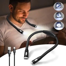 USB Rechargeable LED Neck Light Book Light for Reading in Bed Crafting Camping