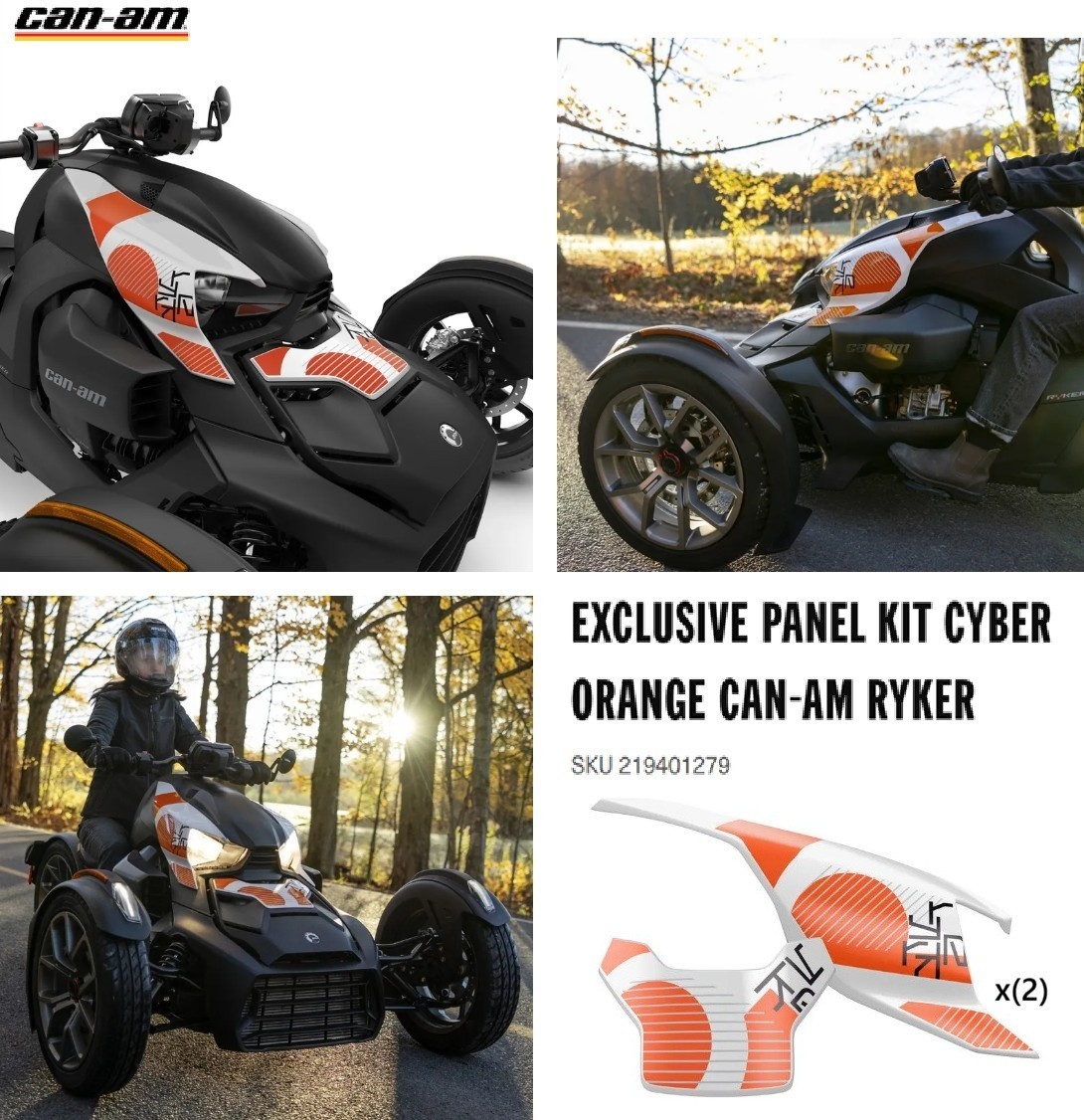 Can-Am OEM Ryker (ALL)- 2025 Exclusive Panel Kit- Cyber Orange