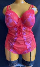 George Underwired Bodysuit, Red Floral Lace  Sheer Mesh, UK40F, New With Tag