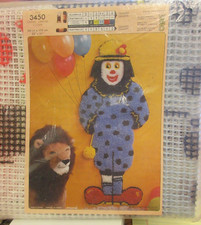RARE Vintage CLOWN Latch Hook CANVAS / Large Wall Hanging / Aronelle Textiles