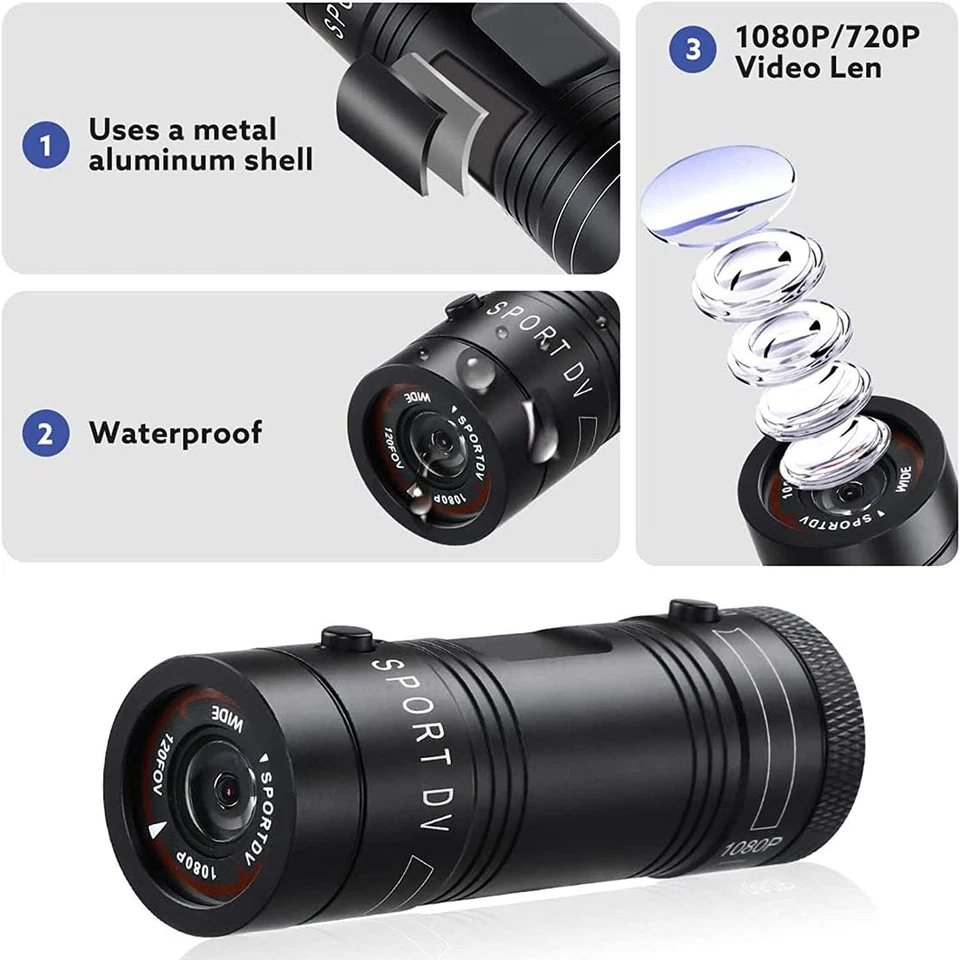 1080P Helmkamera Mini Sport DV Kamera Fahrrad Motorrad Helm Action DVR Video - Bild 4 von 4