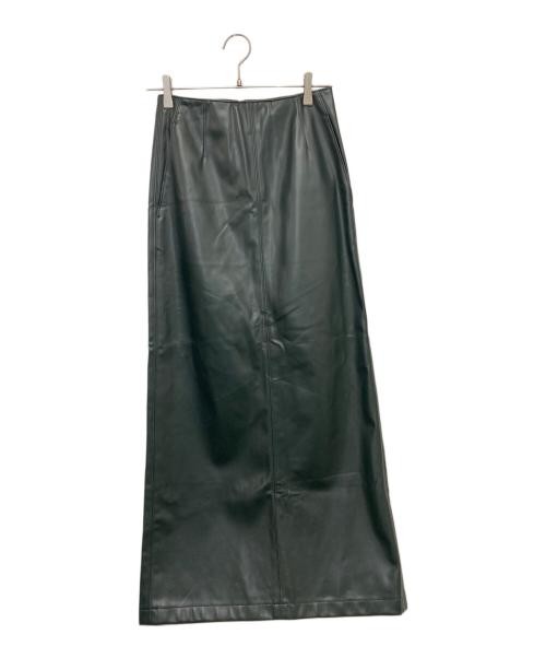 H BEAUTY&YOUTH Faux Leather Green Maxi Skirt Women's Used Fashion