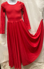 NWOT Dance Red Long Sleeve Spandex Full Circle Praise Dress Adlt/Ch Szs 76176