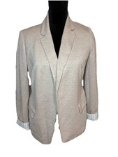 Chico  s women  s tan blazer open front pockets size small 4-6 