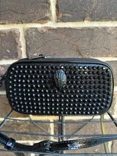 NWT Kurt Geiger Kensington triple zip Camera Crossbody Bag Black w crystals