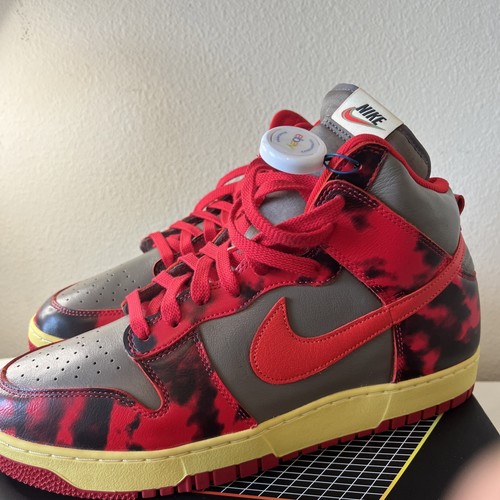 Nike Dunk High 1985 Retro Red Black Acid Wash DD9404-600 Men Size 13 - Picture 2 of 15