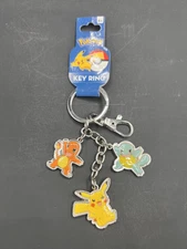 Pokemon Metal Key Chain Ring New Old Stock 2016 Pikachu Charmander Squirtle