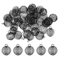 Spiral Bead Cages Pendant 40Pcs, 25x30mm Spring Stone Holder Black