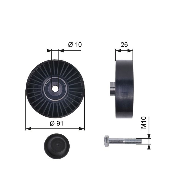 Gates Umlenk-/FüHrungsrolle, Keilrippenriemen T36001 FüR Alfa Romeo-image