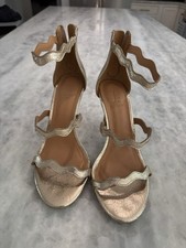 J.CREW Women's Gold Metallic Scalloped Scrappy Stilletto Heels In Size 7