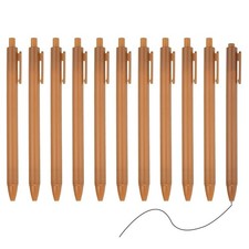 12 Pack Retractable Ballpoint Gel Pens, 0.5mm Fine Point Black Ink, Brown