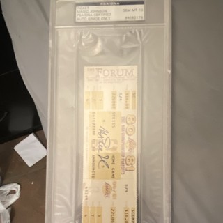 Magic Johnson Autographed NBA Playoffs Ticket Stub PSA/DNA Gem MT 10 Lakers