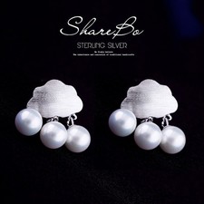 New Hot Fashion 925 Sterling Silver clouds pearl Earrings for Women Girls Gift F