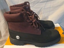 Timberland Premium 6" WP Boot Black Nubuck Burgundy Men SZ 7.5W NWB Defects 2nds