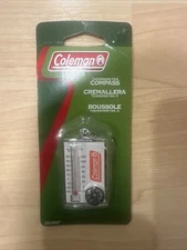 Vtg Coleman Compass Thermometer Wind Chill Zipper Pull Fob Keychain Key Ring