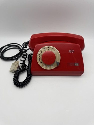 Telefono fisso rotante vintage ROSSO Telkom RWT Elektrim Polonia URSS 1980