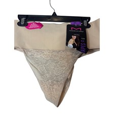 Maidenform Women's Tame Your Tummy Lace Thong Shaping Waistband Tan Size 2XL NWT